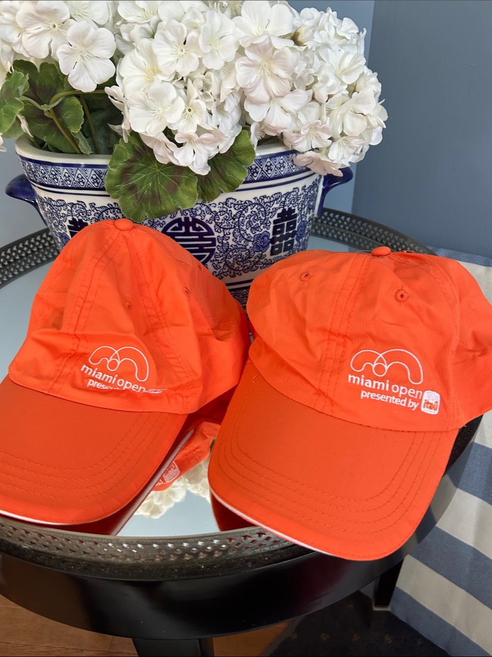 Miami Open Bright Orange Logo Baseball Cap (Pair) NEWWW!